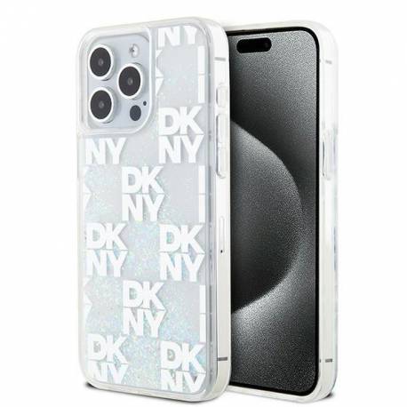 Etui Dkny Liquid Glitter Multilogo Na Iphone 15 Pro Max - Białe