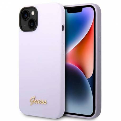 Etui Guess Silicone Vintage Gold Logo Na Iphone 14 - Fioletowe