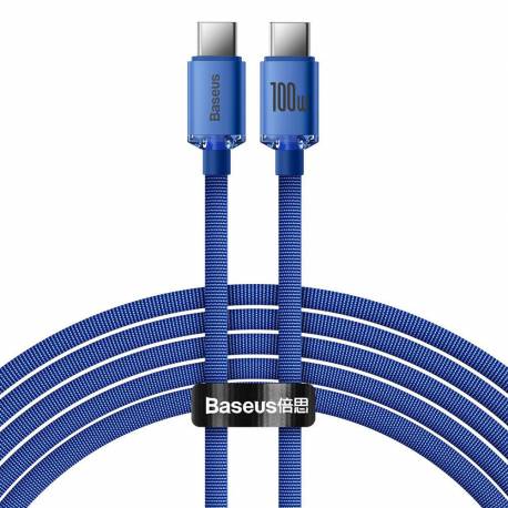 Baseus Crystal Shine Series Kabel Przewód Usb Do Szybkiego Ładowania I Transferu Danych Usb Typ C - Usb Typ C 100W 2M Niebieski