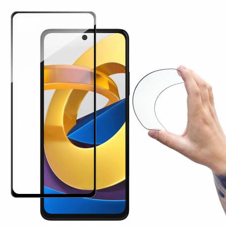 Wozinsky Full Cover Flexi Nano folia szklana szkło hartowane z ramką Xiaomi Poco M4 Pro 5G przezroczysty