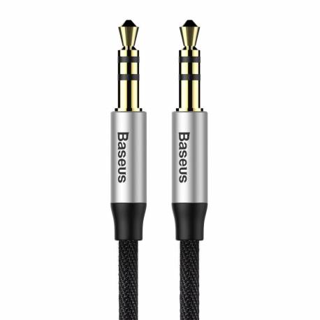 Baseus Yiven M30 Kabel Audio Stereo Aux 3,5 Mm Męski Mini Jack 1,5M Srebrno-Czarny (Cam30-Cs1)