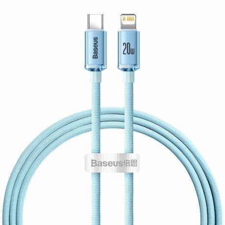 Baseus Crystal Shine Series Kabel Usb Typ C - Lightning Szybkie Ładowanie Power Delivery 20W 1,2M Niebieski (Cajy001303)