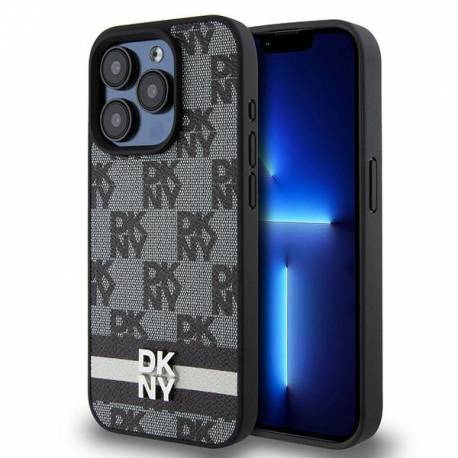 Etui Dkny Leather Checkered Mono Pattern & Printed Stripes Na Iphone 15 Pro - Czarne