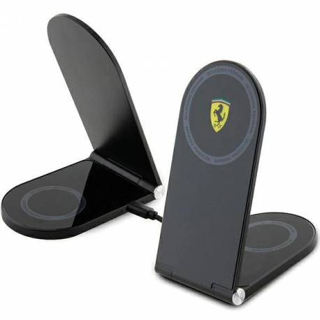 Ładowarka Indukcyjna Ferrari Printed Logo Magsafe Składana 2W1 15W - Czarna