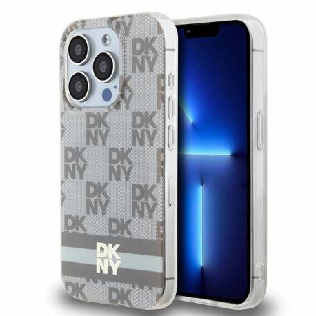 Etui Dkny Iml Checkered Mono Pattern & Printed Stripes Magsafe Na Iphone 13 Pro Max - Beżowe