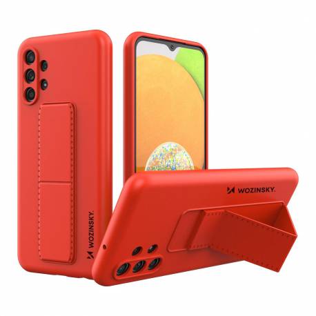 Wozinsky Kickstand Case elastyczne silikonowe etui z podstawką Samsung Galaxy A13 5G czerwony