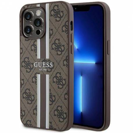 Etui Guess 4G Printed Stripes Magsafe Na Iphone 15 Pro Max - Brązowe