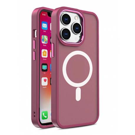 Magnetyczne etui Color Matte Case do iPhone 15 Plus - burgundowe