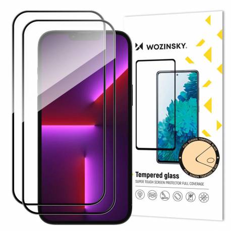 Wozinsky zestaw 2x super wytrzymałe szkło hartowane Full Glue na cały ekran z ramką Case Friendly iPhone 14 Pro Max czarny