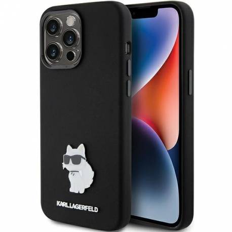 Etui Karl Lagerfeld Silicone Choupette Metal Pin Na Iphone 15 Pro Max - Czarne