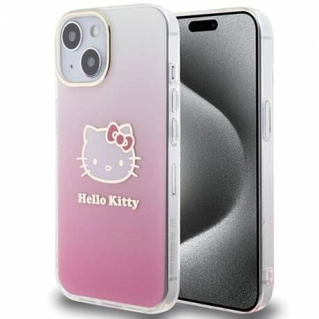 Etui Hello Kitty Iml Gradient Electrop Kitty Head Na Iphone 15 - Różowe