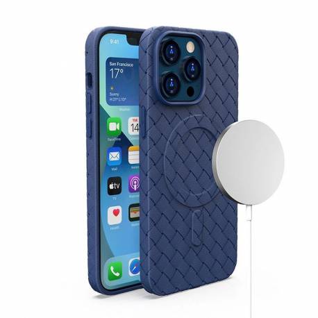 Plecione etui Woven Case do iPhone 15 - granatowe