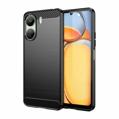 Etui Carbon Case Do Xiaomi Redmi 13C Elastyczny Silikonowy Karbonowy Pokrowiec - Czarny