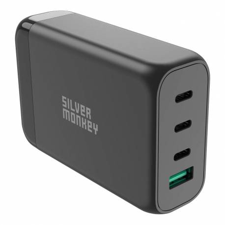 Ładowarka Gan Silver Monkey Sma151 130W 3Xusb-C Pd Usb-A Qc 3.0 Z Odłączanym Kablem Zasilającym - Biała