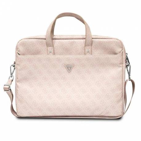 Torba Guess Saffiano 4G Triangle Logo Na Laptopa 16'' - Różowa