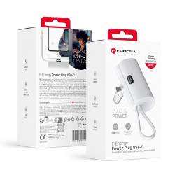 Forcell Powerbank F-Energy Power Plug F5K3 5 000Mah Z Wbudowanym Złączem Typ C Pd 20W Biały
