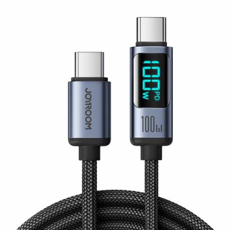 Kabel Usb C - Usb C 100W 1.2M Z Wyświetlaczem Led Joyroom S-Cc100A16 - Czarny