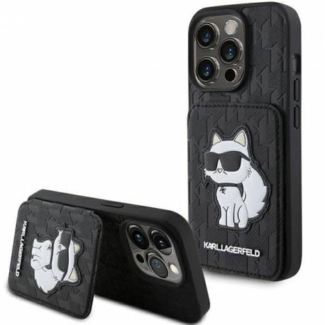 Etui Karl Lagerfeld Saffiano Cardslots And Stand Monogram Choupette Do Iphone 15 Pro Max - Czarne