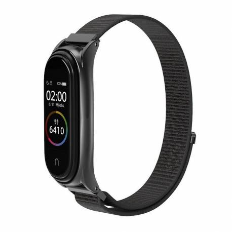 Pasek / Opaska Nylonowa Do Smart Band Xiaomi Mi Band 5 / 6 / 7 Czarna (05)