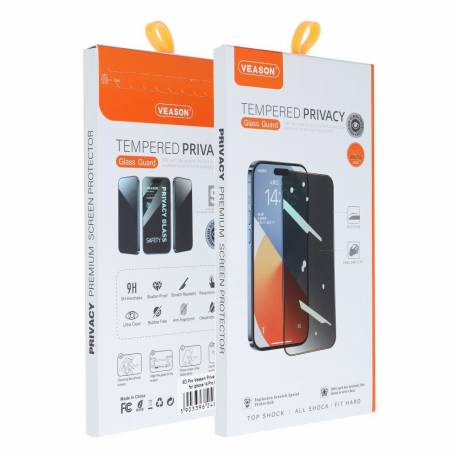 Szkło Hartowane 6D Pro Veason Privacy Glass - Do Iphone 13 Czarny