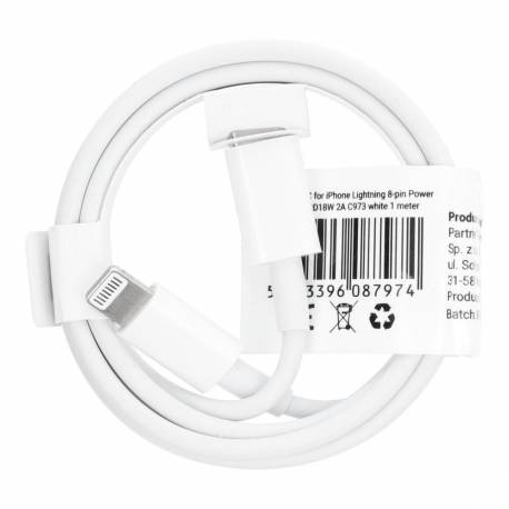 Kabel Typ C Do Iphone Lightning 8-Pin Power Delivery Pd18W 2A C973 Biały 1 Metr