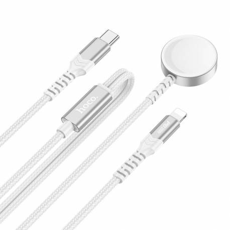 Hoco Ładowarka Indukcyjna 2W1 Do Apple Watch + Kabel Ładowania Do Iphone Cw54 Biała