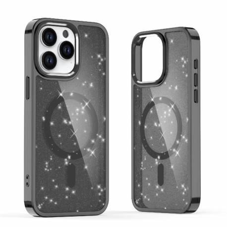 Etui Glitter Case Magsafe Na Iphone 16 Plus - Czarne Z Brokatem