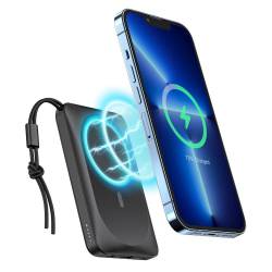 Veger Powerbank 10 000 Mah Z Ładowaniem Indukcyjnym Kompatybilny Z Magsafe Pd Qc3.0 2A 20W Magon (Vp1151 / W1151) Czarny