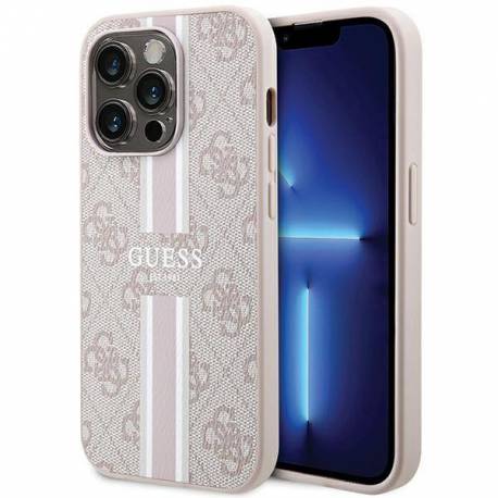 Etui Guess 4G Printed Stripes Magsafe Na Iphone 15 Pro - Różowe