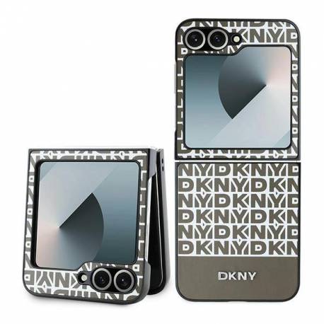 Etui Dkny Repeat Pattern Bottom Stripe Na Samsung Galaxy Z Flip 6 - Brązowe