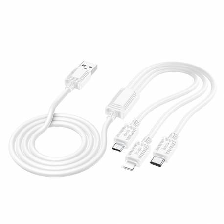Hoco Kabel 3W1 Usb A Do Lightning / Micro Usb / Typ C 2A X74 1 M Biały