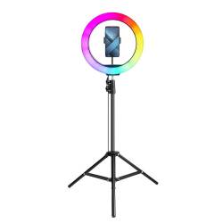 Lampa LED Ring Stream pierścieniowa FULL COLOR 12 cali z uchwytem na telefon + statyw