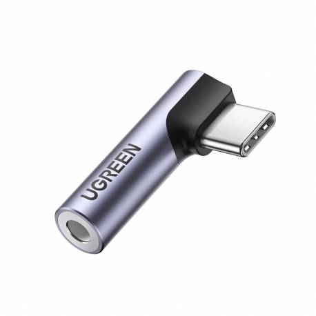 Adapter Ugreen Av154 80384 Usb-C (Męski) Kątowy / Mini Jack 3.5Mm (Żeński) - Szary