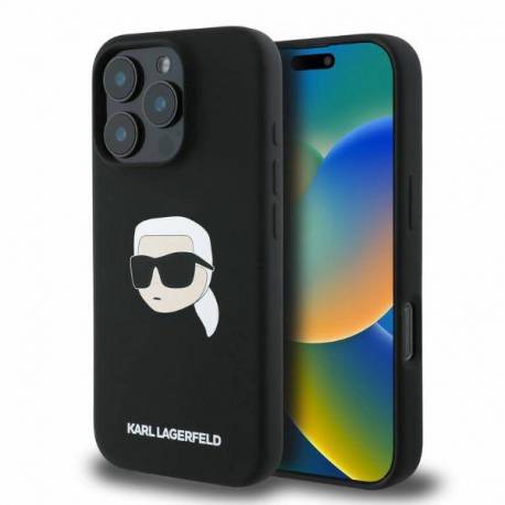 Etui Karl Lagerfeld Silicone Karl Head Print Magsafe Na Iphone 16 Pro Max - Czarne