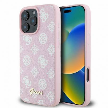 Etui Guess Peony Script Magsafe Na Iphone 16 Pro Max - Różowe