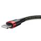 Baseus Cafule Cable Wytrzymały Nylonowy Kabel Przewód Usb / Lightning Qc3.0 2.4A 0,5M Czarno-Czerwony (Calklf-A19)