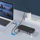 HUB Choetch M52 USB-C - USB-C PD/USB-C/USB-A/HDMI/VGA/DP/SD/TF/RJ45/AUX - szary