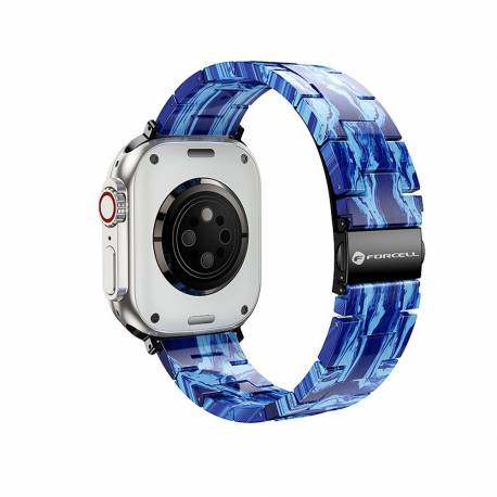 Forcell F-Design Fa04 Pasek Żywiczny Marmurkowy Do Apple Watch 38 / 40 / 41 Mm Niebieski
