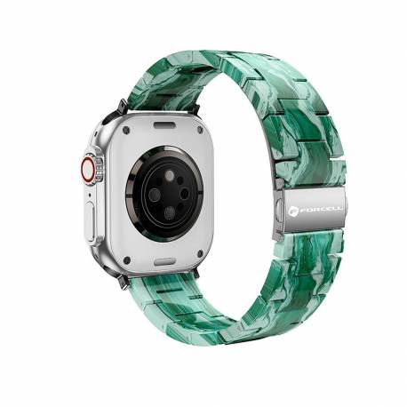 Forcell F-Design Fa04 Pasek Żywiczny Marmurkowy Do Apple Watch 42 / 44 / 45 / 49 Mm Zielony