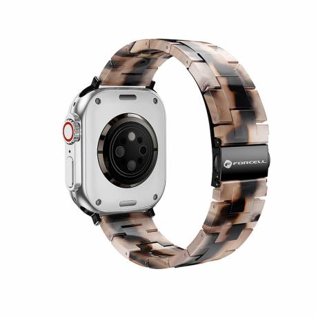 Forcell F-Design Fa04 Pasek Żywiczny Marmurkowy Do Apple Watch 42 / 44 / 45 / 49 Mm Brązowy