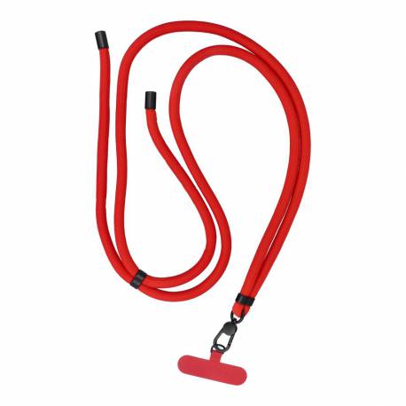 Zawieszka Swing (8Mm) Do Telefonu Z Regulacją Długości / Długość Sznura 165Cm (Max 82,5Cm W Pętli) / Na Ramię Lub Szyję - Czerwo