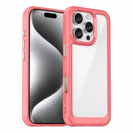 Etui Outer Space Case Z Żelową Ramką Do Iphone 16 Pro Max - Czerwone
