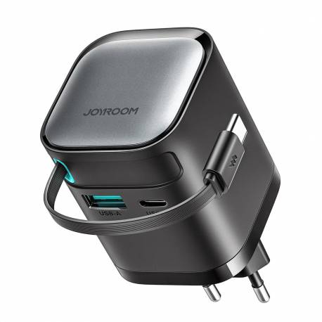 Ładowarka Gan Joyroom Jr-Tcl02 65W Usb-A Usb-C Z Wbudowanym Kablem Usb-C - Czarna