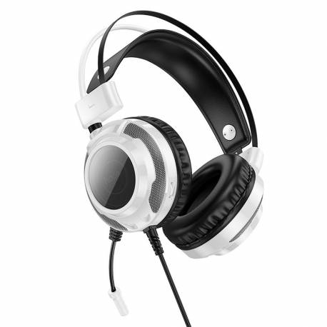 Hoco Słuchawki Przewodowe Usb A + Jack 3,5 Mm Z Mikrofonem Gamingowe W110 2 M Białe