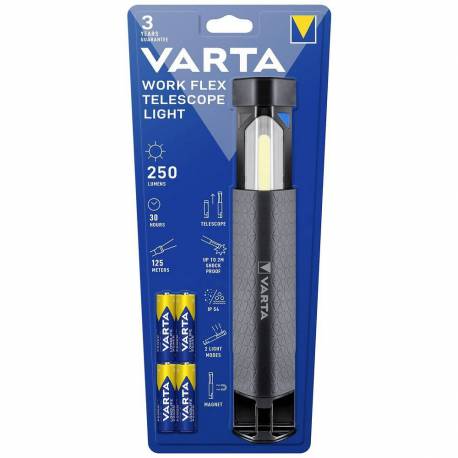 Varta Latarka Led Work Flex Telescope Light 250Lm 18646 + 4 X Baterie R6 (Aa)