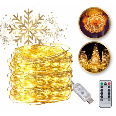 Światełka Lampki Na Żyłce 200 Led Usb + Programator Ciepłe Białe Lamp38Cb