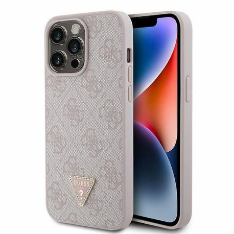 Guess Futerał Do Iphone 15 Pro Max Guhcp15Xp4Tdpp (Pu Leather 4G Triangle Strass) Różowy