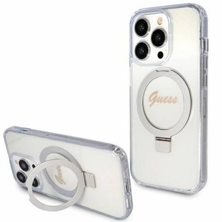 Oryginalne Etui Guess Hardcase Guhmp15Lhrsgsd Do Iphone 15 Pro (Kompatybilny Z Magsafe / Glitter Script Logo / Ring Stand / Tran