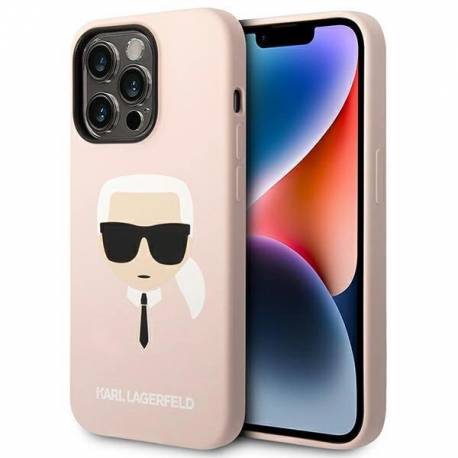 Etui Karl Lagerfeld Silicone Karl's Head Na Iphone 14 Pro Max - Różowe