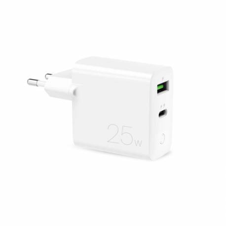 Ładowarka Sieciowa Puro 25W Power Delivery Usb-A Usb-C - Biała
